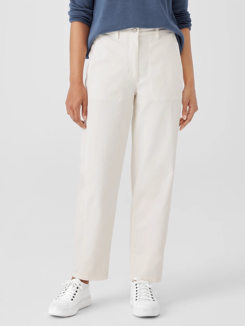 EILEEN FISHER XL Undyed Organic Cotton Denim Lantern Jeans Natural 18 Off White